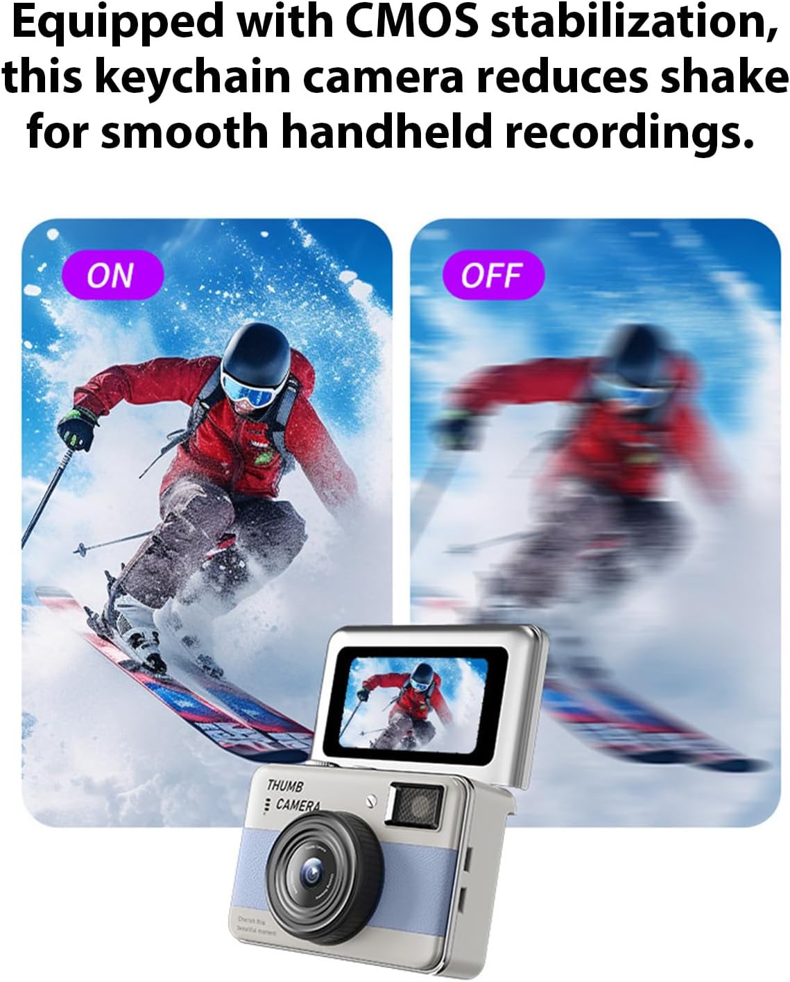 Fabater Mini Keychain Camera, 4K 68MP Mini Digital Camera with 14 Filters, 1.47 Inch Flip Screen and LED Light, 16X Zoom Portable Cameras for Travel Vlog Recording (Blue)