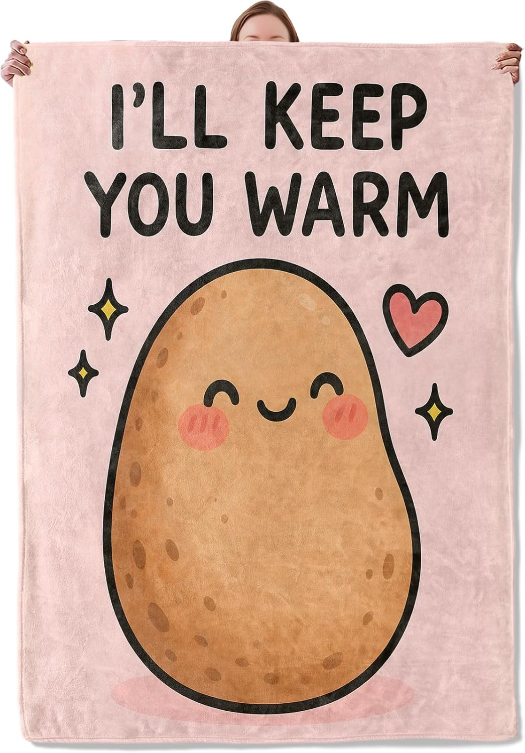 Cute Potato Blanket Gifts for Women Girls Kids, Soft Warm Lightweight Flannel Funny Cartoon Throw Blankets for Bedroom Living Room Home Sofa Home Decor 60" x 80"
