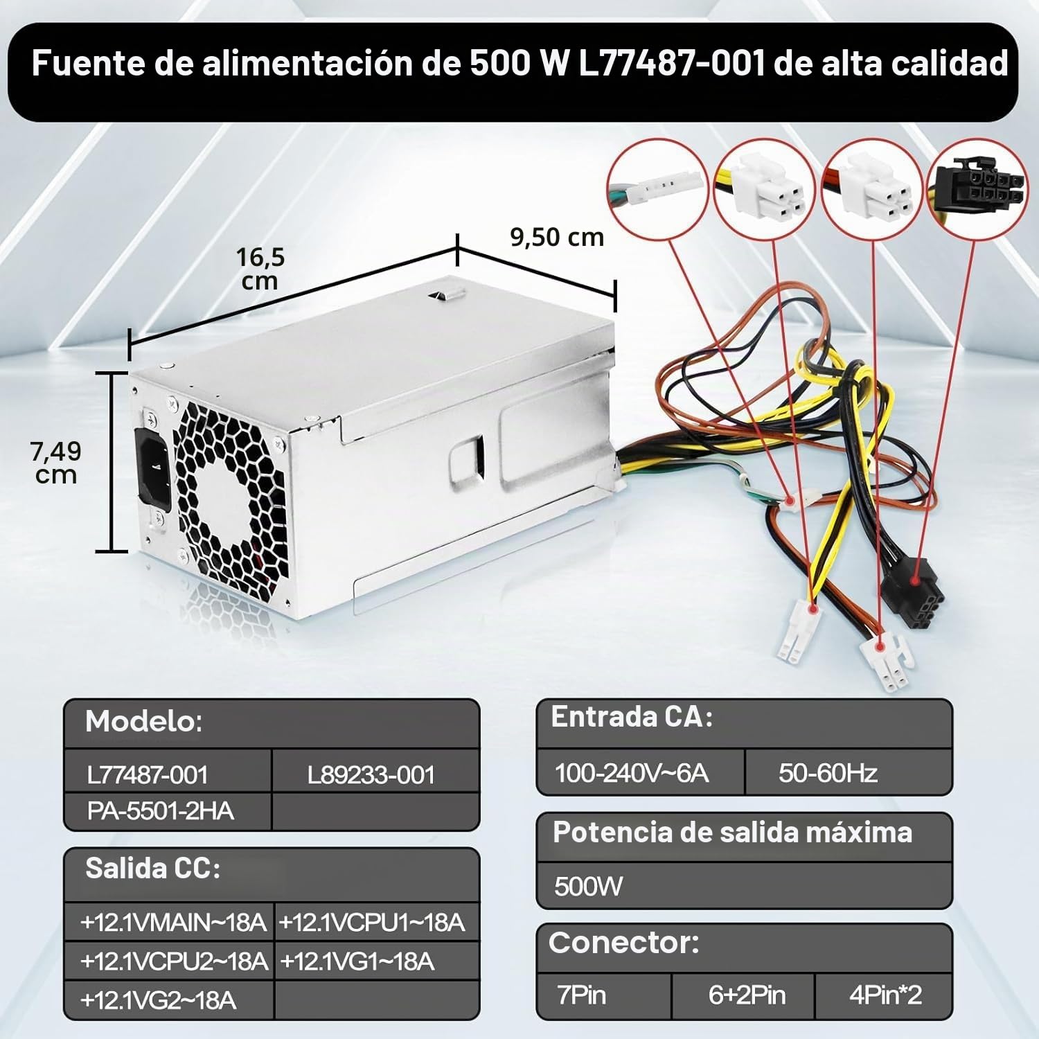 S-Union mejorado L77487-001 L89233-001 500W Fuente de alimentación HP 280 G8 Pro Z2 G5 Festo L77487-003 L81009-800 PA-5501-2HA DPS-500AB-51