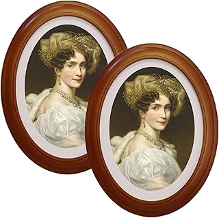 GRRONZEE 2 Pack Brown Oval Picture Frames 8 by 10 Oval Photo Frames, 8x10 Wall Mounting for Home Decor, Photo Gallery