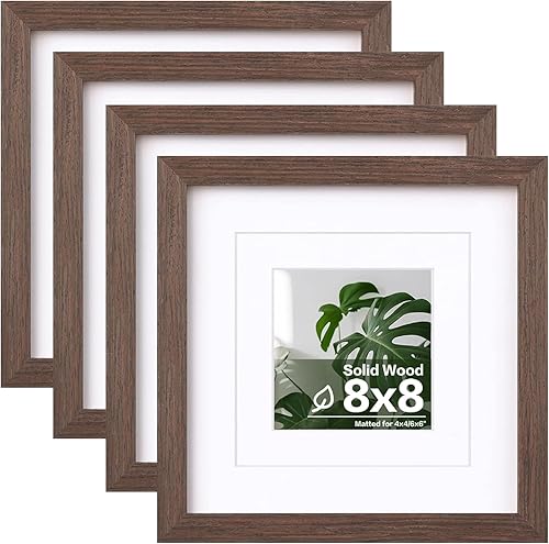 Vista 23 de Egofine Marcos de fotos de 12 x 12 pulgadas, color blanco, marcos de madera con plexiglás HD para fotos de 8 x 8 pulgadas con paspartú o de 12 x 12