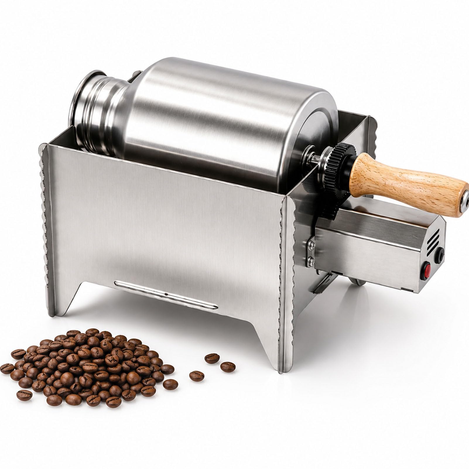 PioMue Gas Compatible Coffee Roaster with Rotating Drum StainlessSteel