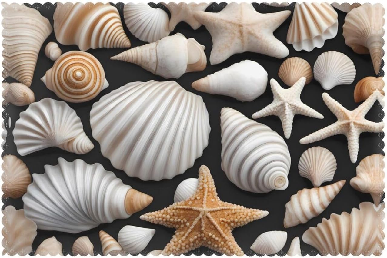 Beautiful beach shell pattern for Dining Table Set of 6 - Thick, Wear-Resistant, and Heat-Resistant 12x18in