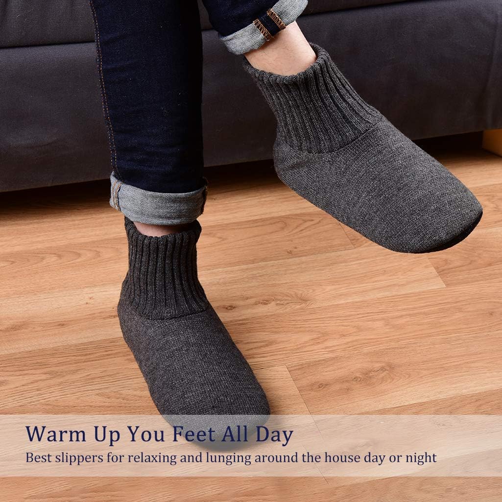 Panda Bros Slipper Socks Soft Cozy Thick House Indoor Boot Sock Shoes with Anti-Skid Bottom Soles for Men's