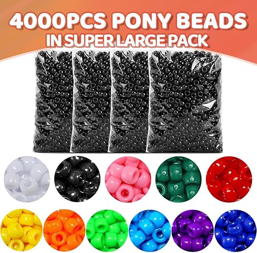 Miniatura 2 de Praisebank, 1000 cuentas de poni transparentes rojas, cuentas para hacer joyas, cuentas para manualidades, cuentas para el cabello, cuentas para