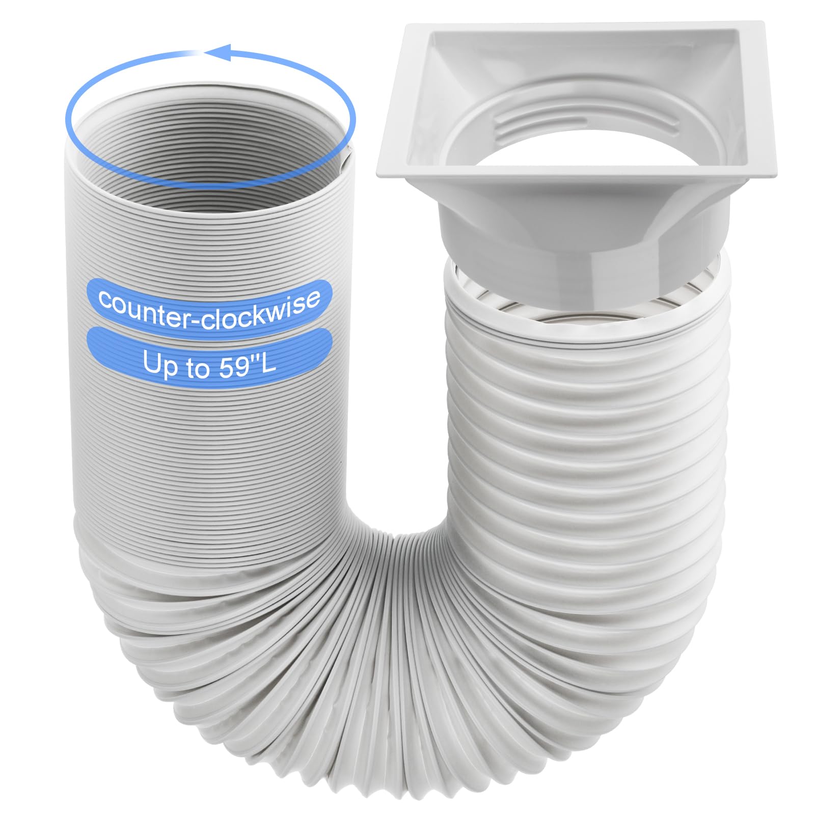 Kit de manguera de aire acondicionado portátil de 5.9 pulgadas de diámetro y 59 pulgadas de longitud, manguera de CA universal con adaptador, manguera de escape flexible y conector de tubo de