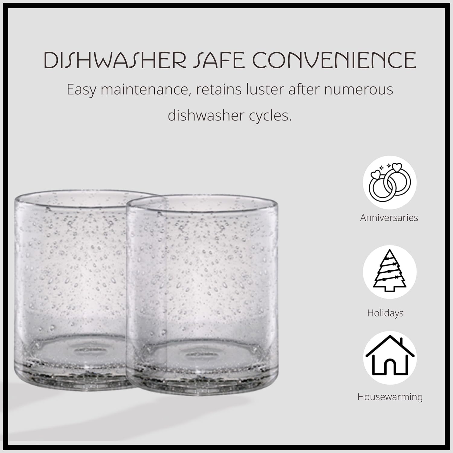 Artland 14oz Double Old Fashion Glass, Set of 4 | Iris Seeded Design, Clear | Drinking Glass for Parties and Everyday Use - Mojito, Whiskey, Cocktail | Glassware & Barware Essentials - Image 8