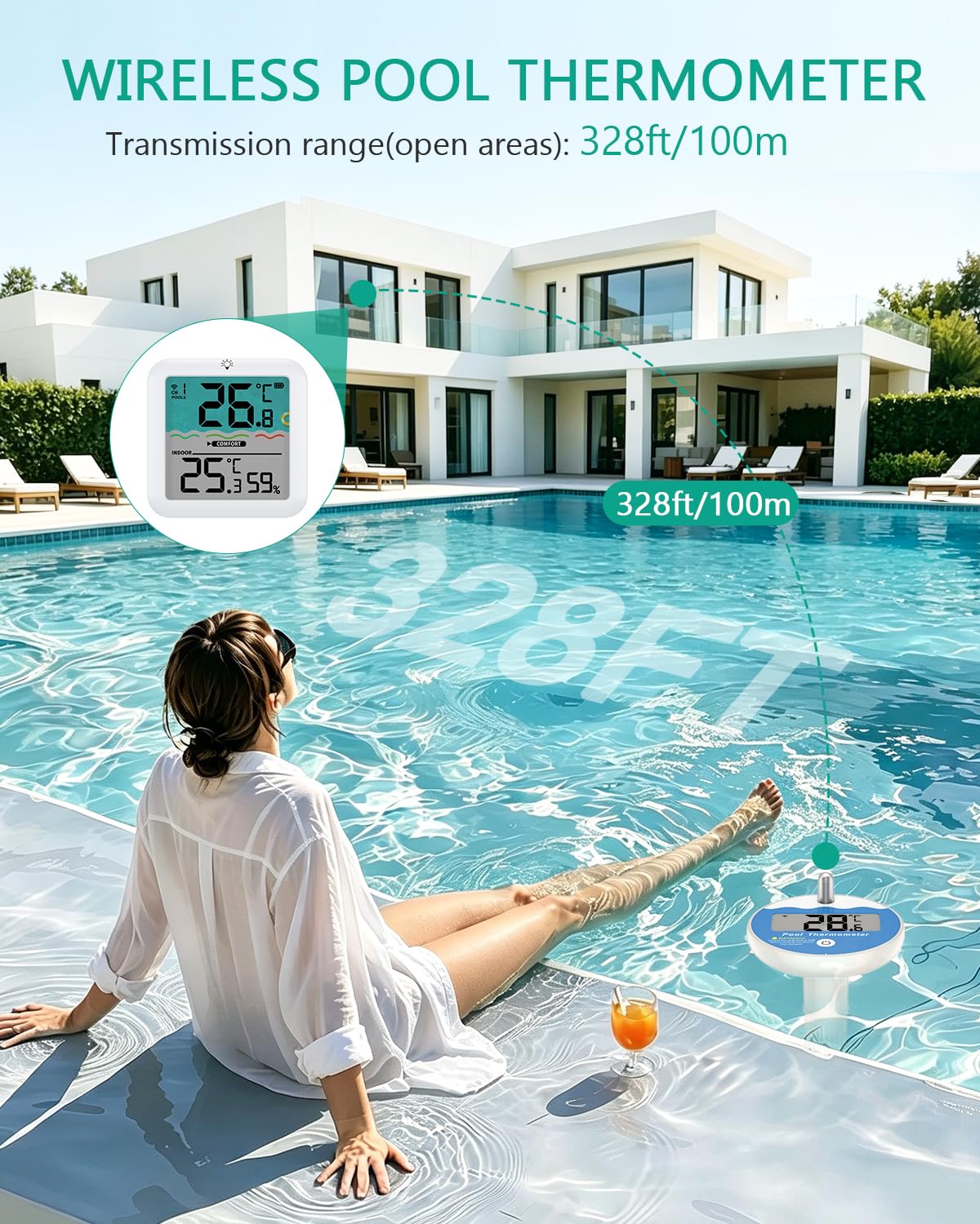 ORIA Termometro Piscina Senza Fili IP68 – Stazione Base