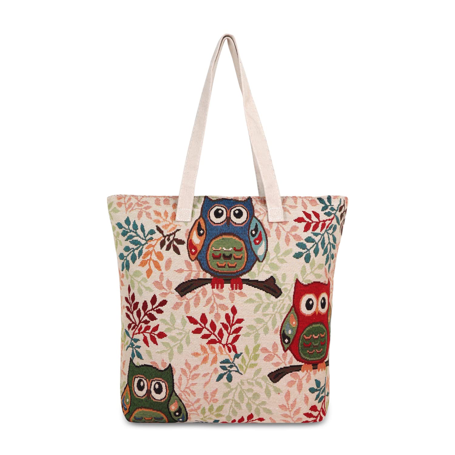 NFI essentials Shopping Bag, Tote Bag For Women With Zip, Foldable Shoulder Travel Bag, Handbag For Grocery & Daily Use (Sb-14-Owl),Beige (B0C3XRSS8P) Amazon Price History, Amazon Price Tracker