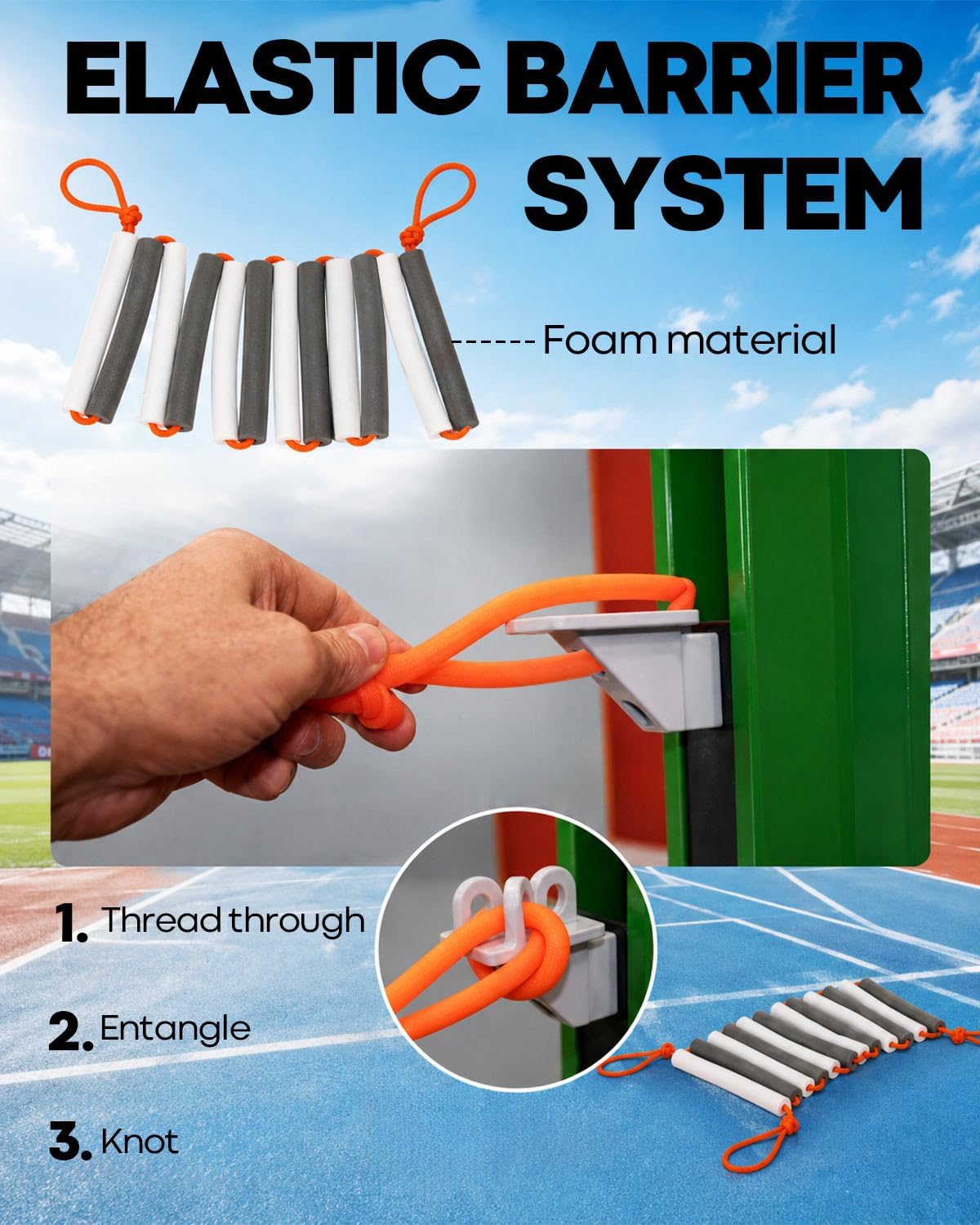 2 Pack High Jump Bungee Cord – 9.9Ft Long High Jump Training Equipment, Field Track Jumping Crossbars Accessories for Pole Vault and High Jump Practice, Track Meets, Home Gyms, Athlete Training