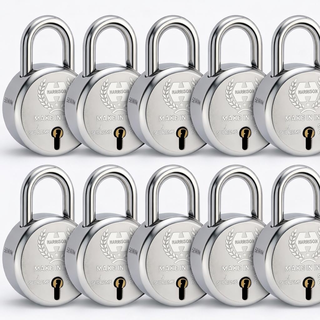 Harrision 0656 J Supreme Round 50mm BCP Padlock with 7 Lever (Pack of 2) | Padlock, Padlocks, Locks for Home, Locks for Main Door — Amazon image 6