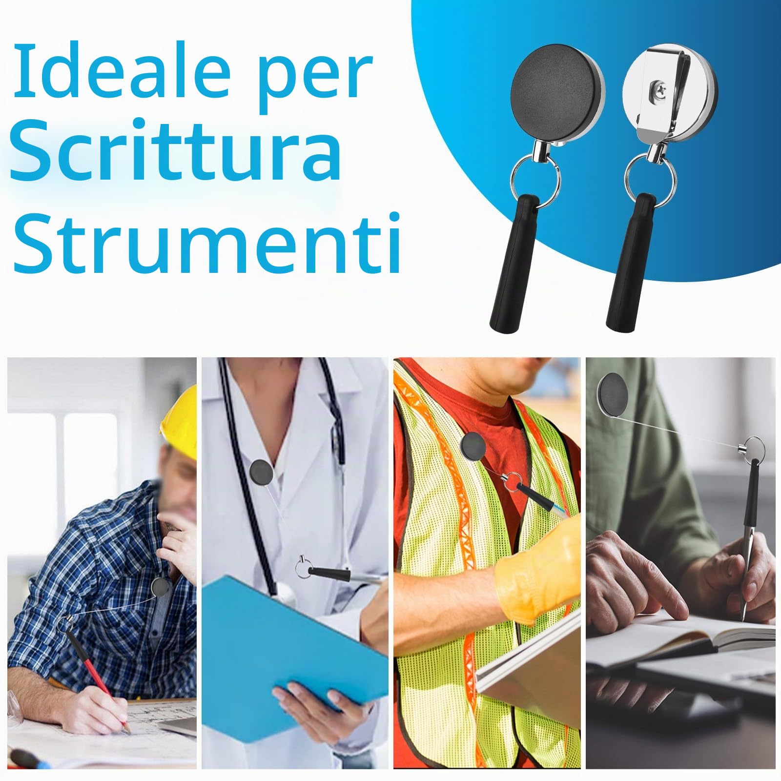 Befun 8 Pezzi Portapenne Retrattile Da Tirare, Portachiavi Retrattile In Silicone Per Pennarelli, Penne Da Carpentiere, Falegnami, Camerieri, Artigiani