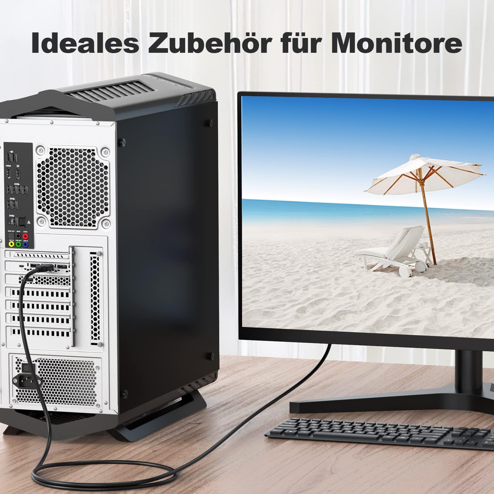 Omivine Vga Cavo 1.8M - VGA a VGA Monitor Cavo 1080P Full HD PC Cavo per computer, schermo, proiettore, D-Sub Nero, Maschio a Maschio