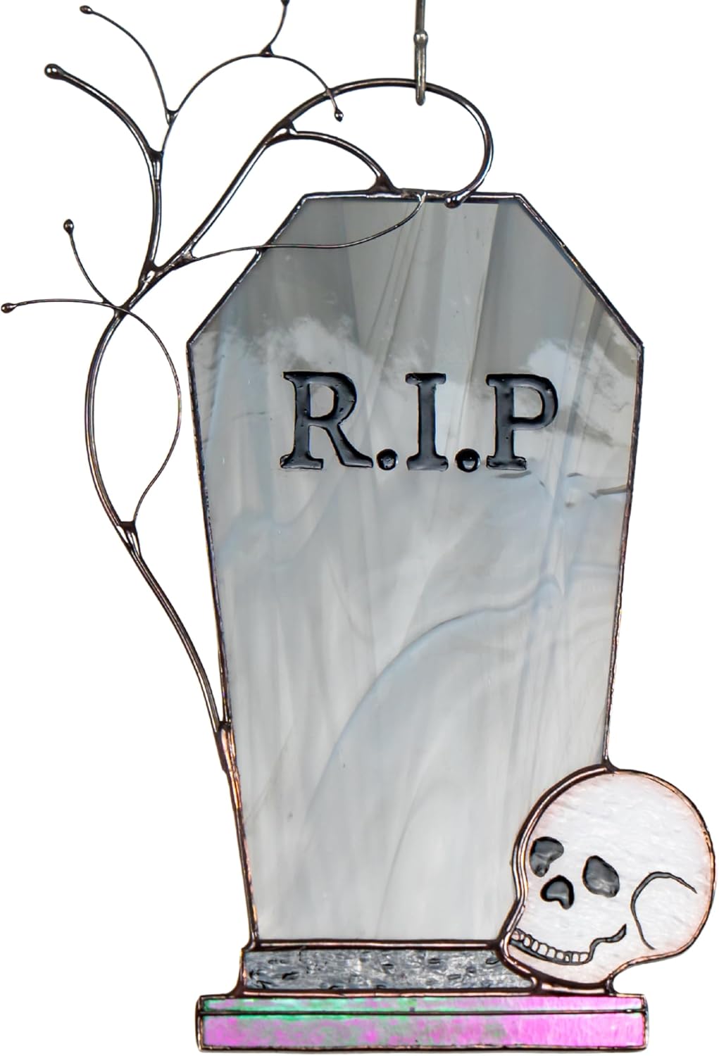 Tomb Stained Glass Window Hanging Suncatcher for Windows Panels Halloween Ornament Decoration Stained Glass Halloween Suncatchers Gothic Decor