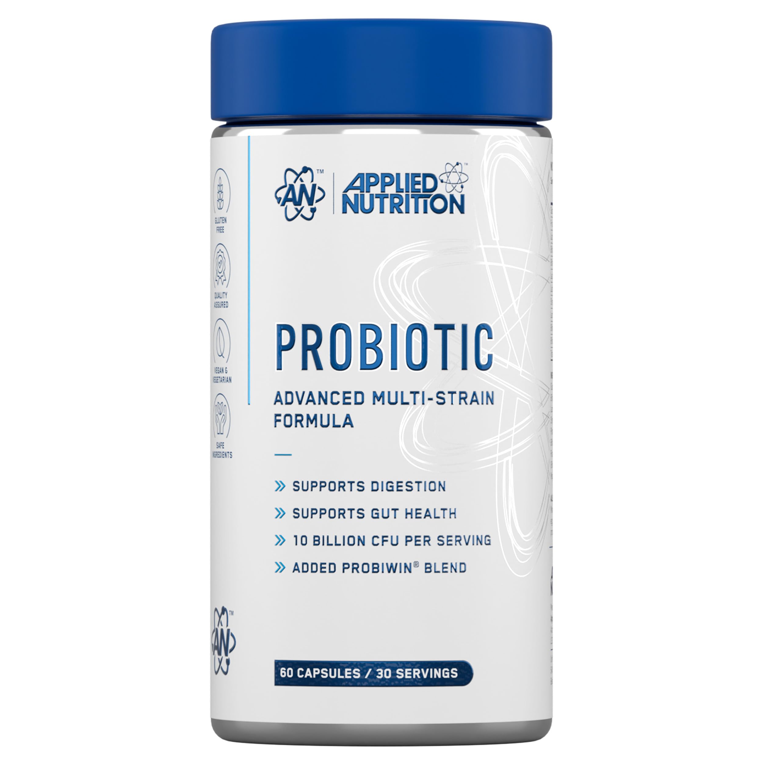 Applied Nutrition Probiotics - Probiotic Complex for Gut Health, Supports Digestion, 10 Billion CFU per Serving, Vegan Supplement (60 Capsules - 30 Servings)