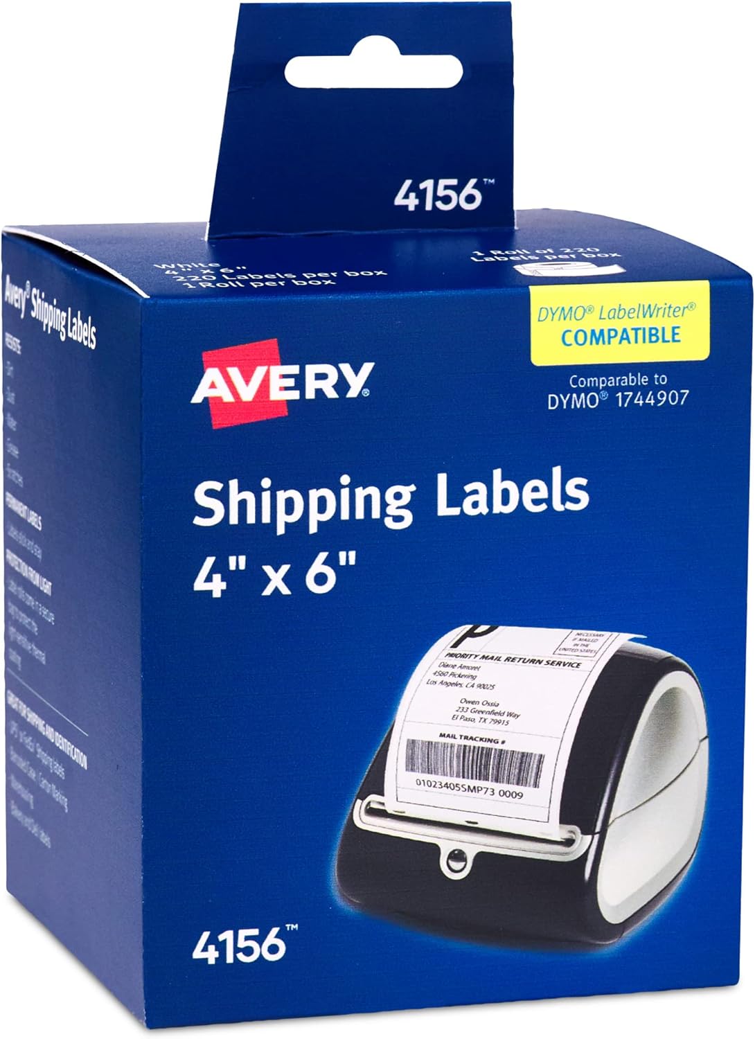 Avery Direct Thermal Shipping Labels, 4" x 6", White