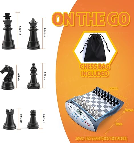 Miniatura 5 de Talking Chess Master - Juego de ajedrez electrónico con clasificación ELO de 2000, ideal para entrenamiento de estrategia cerebral, juego de