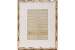 Lawrence Frames 8x10 Bamboo Design Metal Frame Matted 5x7 Gold