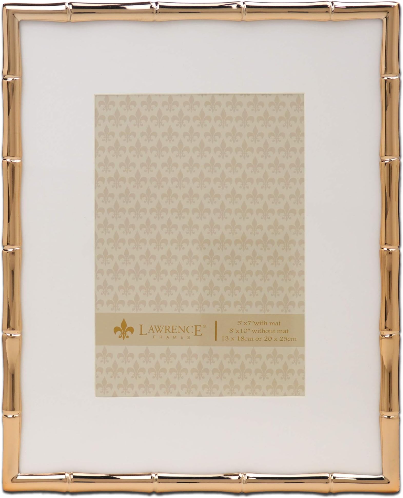 LawrenceFrames Bamboo Design Metal Frame, 8x10, Matted 5x7, Gold