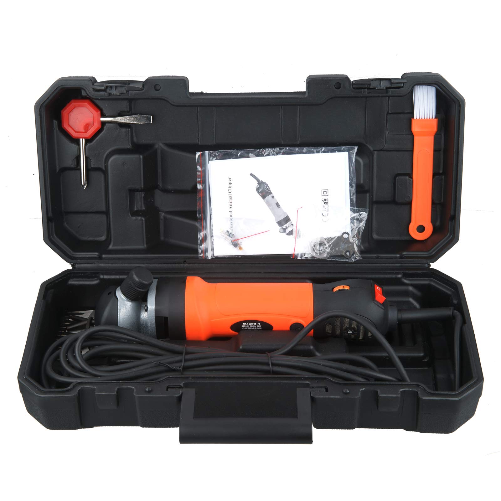Vinteky 690W Tondeuse à Mouton Electrique 6 Vitesses AjustableTondeuse Mouton électrique Professionnelle Tondeuse pour Laine à Haute Puissance Économie de Travail(Orange)