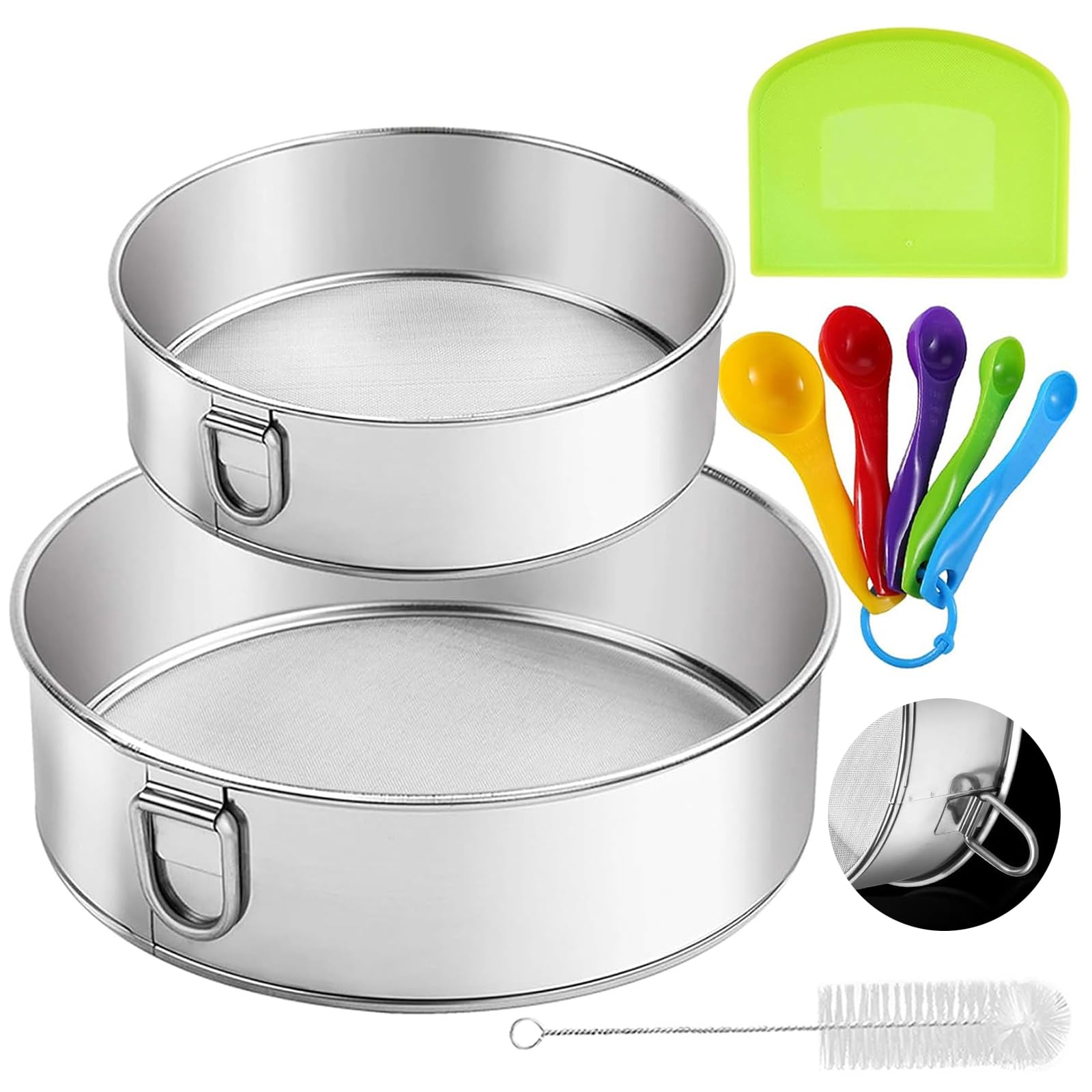 Stainless Steel Flour Sifter - 60 Mesh, 20cm Round Sieve For Baking, Icing Sugar, Cake Flour-807072