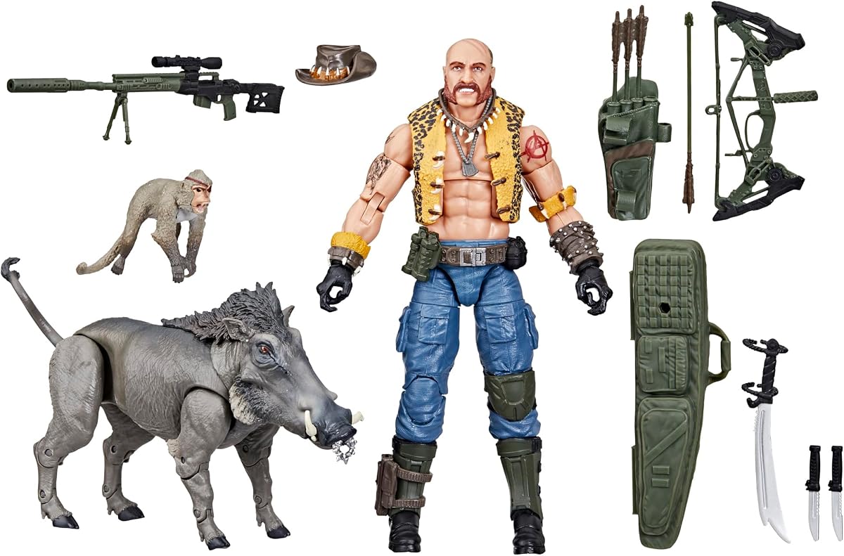 G.I. Joe Classified Series #125, Dreadnok Gnawgahyde y Pets Porkbelly & Yobbo, figura de acción coleccionable de 6 pulgadas con 16 accesorios | G.I. Joe Classified 6 Inch Action Figure Deluxe - Dreadnok Gnawgahyde con Porkbelly & Yobbo #125