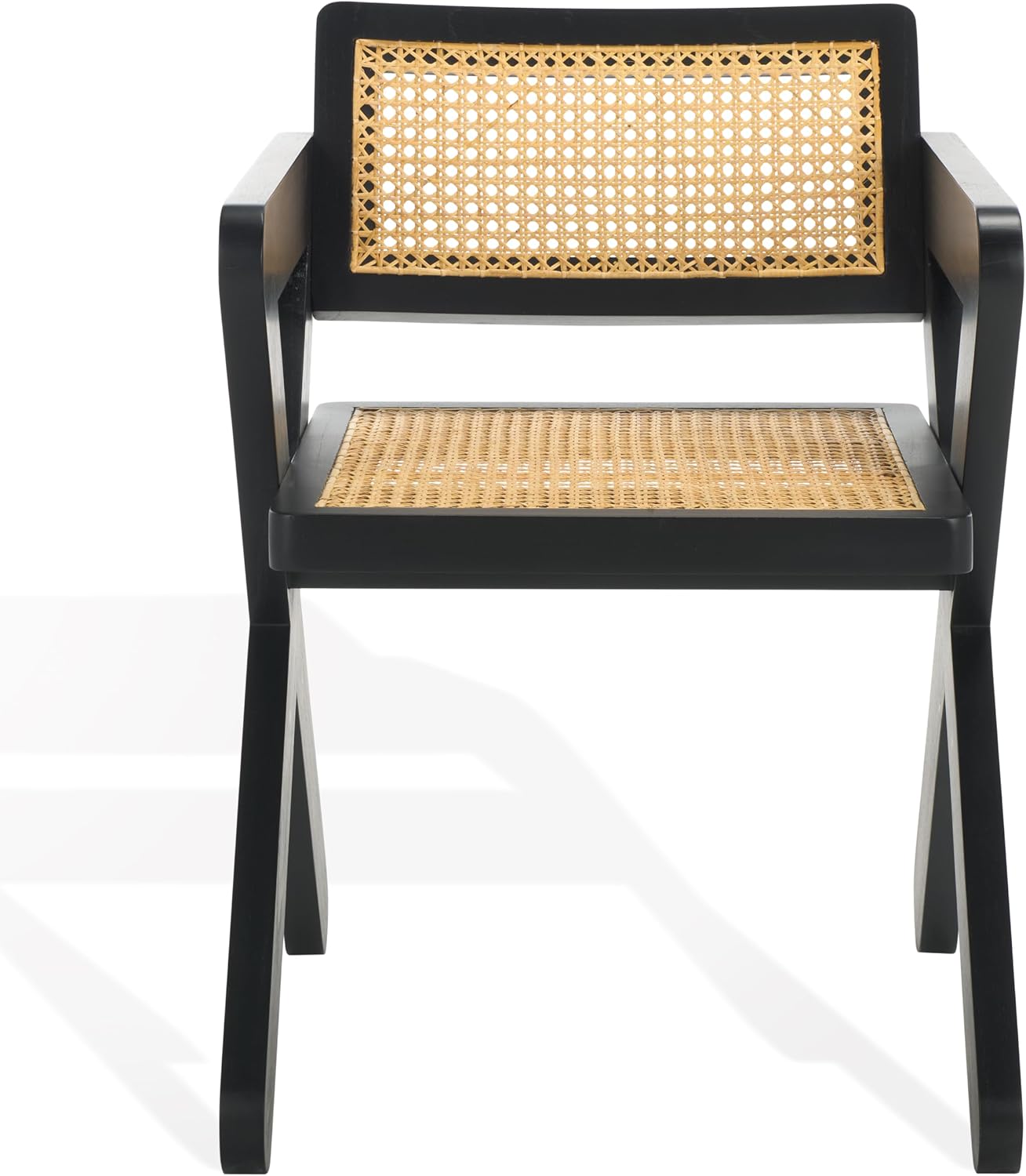 SAFAVIEH Couture Collection - Tyrrell Black & Natural Rattan Dining Chair, Modern Woven Accent Chair, Fully Assembled (SFV1906A)