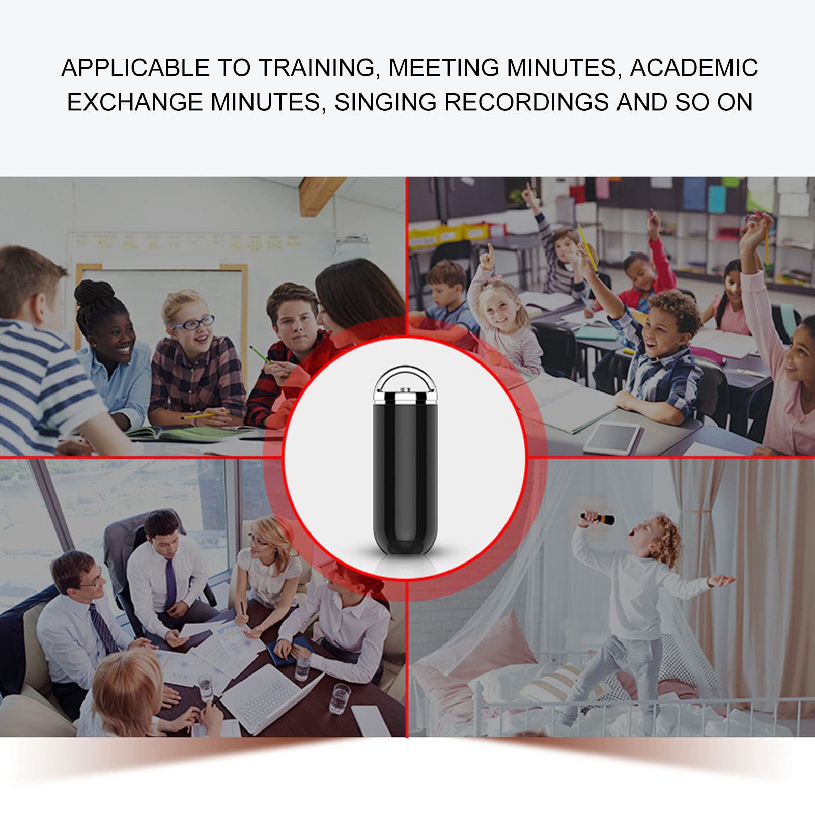 Grabadora de Voz, Guardado Automático, Elegante, HD, Reducción de Ruido, Larga Duración, Delgada, Digital, Activada por Voz, Grabadora Inteligente para Clase para Grabación (16 GB)