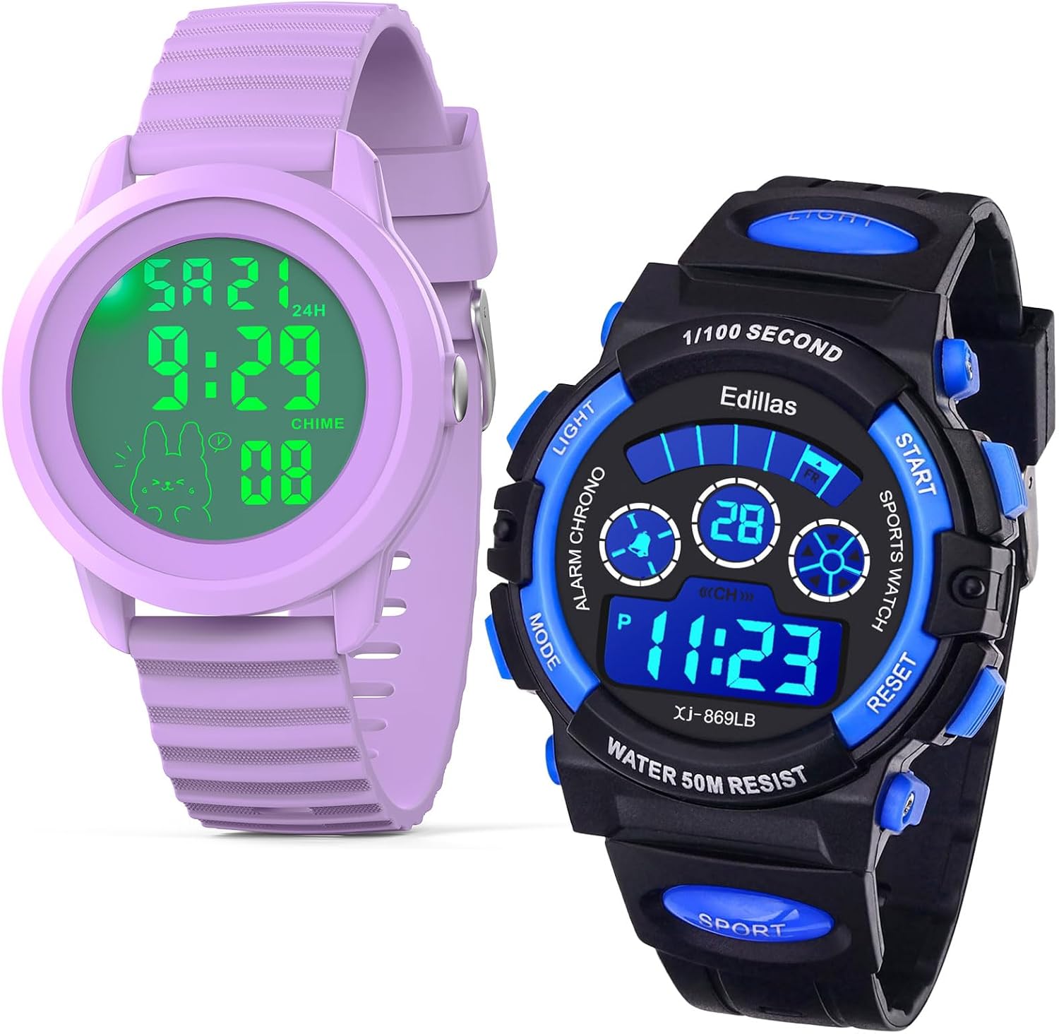 Edillas Boys Girls Watch Digital,LED Lights Waterproof Wristwatches for Child Sport Outdoor Multifunctional with Stopwatch/Alarm for Kids Ages 5-15