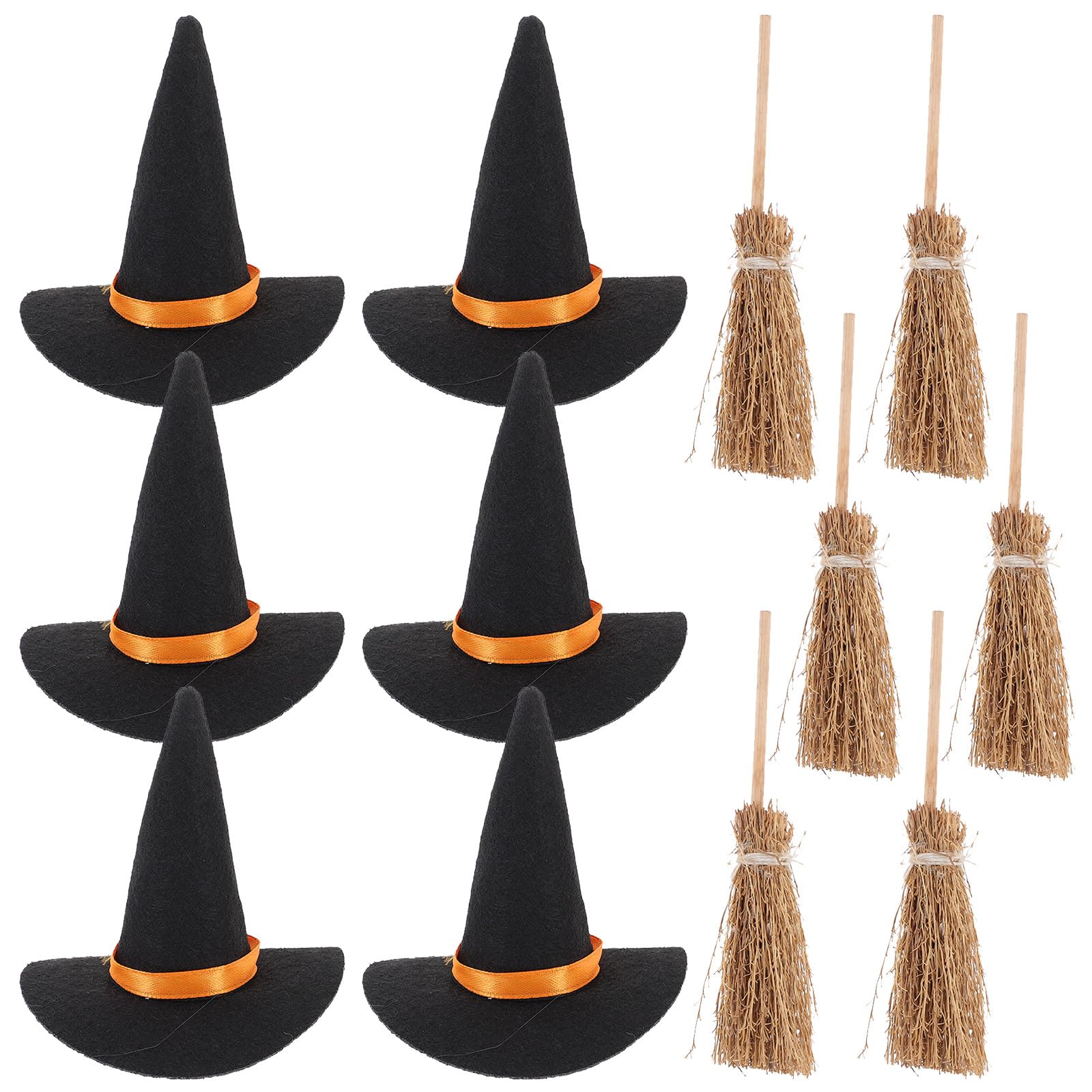 6 Set Di Cappelli Decorazioni Di Halloween Mini Cappelli Da Strega Scopa Da Strega Da Te Per Di Halloween Miniatura Per