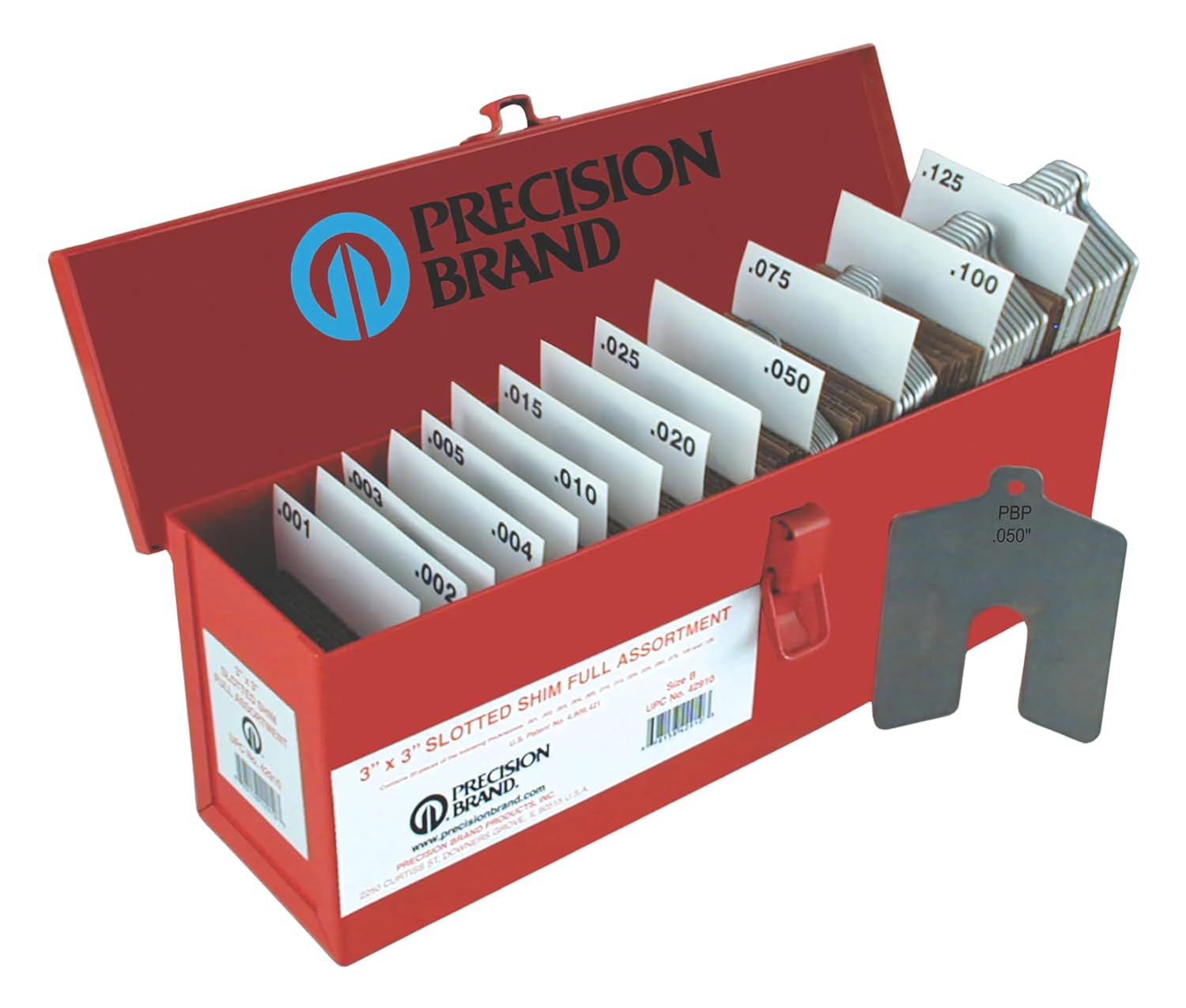 42910 | Size B 3"x3" Stainless Steel Slotted Shim - 260pc Full Assortment