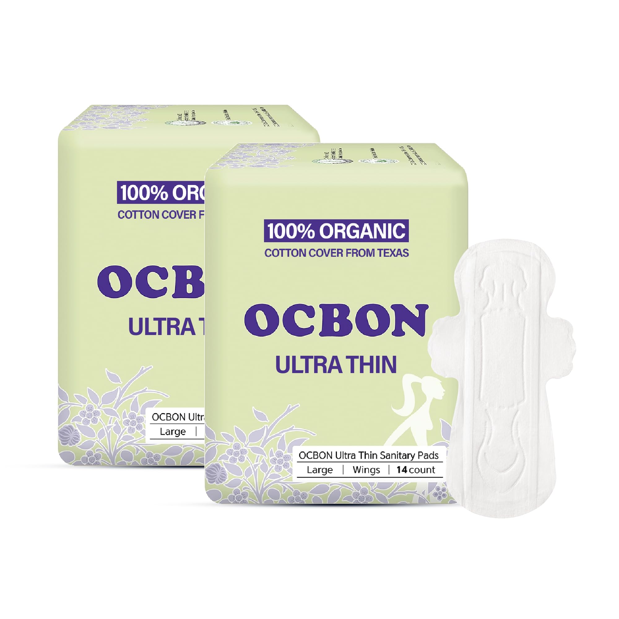 Unscented Ultra Thin Sanitary Pads (28 Count, Large) – Organic Cotton Feminine Pads with Wings for Women, Super Absorbent & Soft, Period Protection, Hypoallergenic