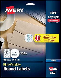 AVERY High-Visibility Labels 8293, Matte White, 400/Box