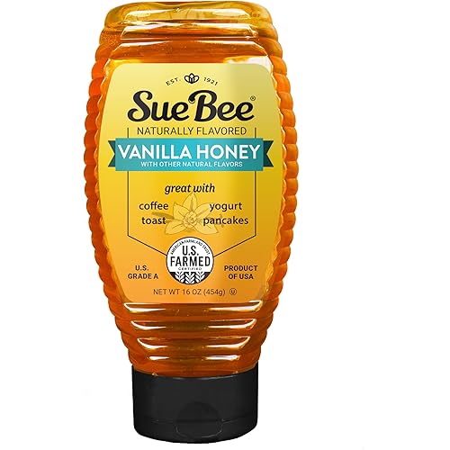 Sue Bee Naturally Flavored Vanilla Honey For Coffee and Pancakes, Salads, Made in USA, 16 oz
