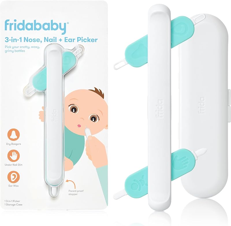 Frida Baby 3-in-1 Nose, Nail + Ear Picker by Frida Baby the Makers of NoseFrida the SnotSucker, Safely Clean Baby's Boogers, Ear Wax & More