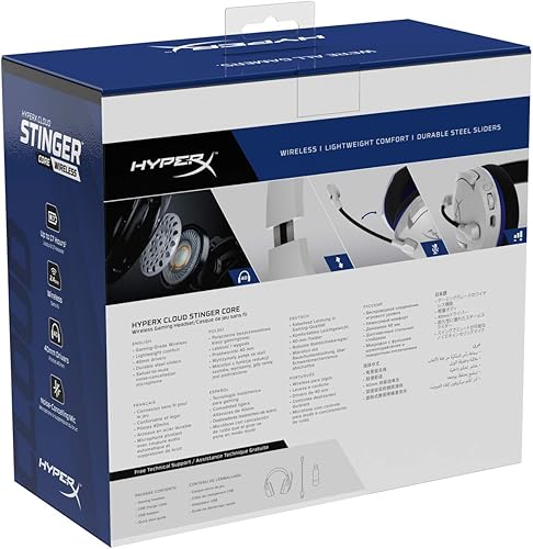 Miniatura 11 de HyperX Cloud Stinger Core - Auriculares inalámbricos para juegos, para PS4, PS5, PC, ligeros, deslizadores de acero duraderos, micrófono con