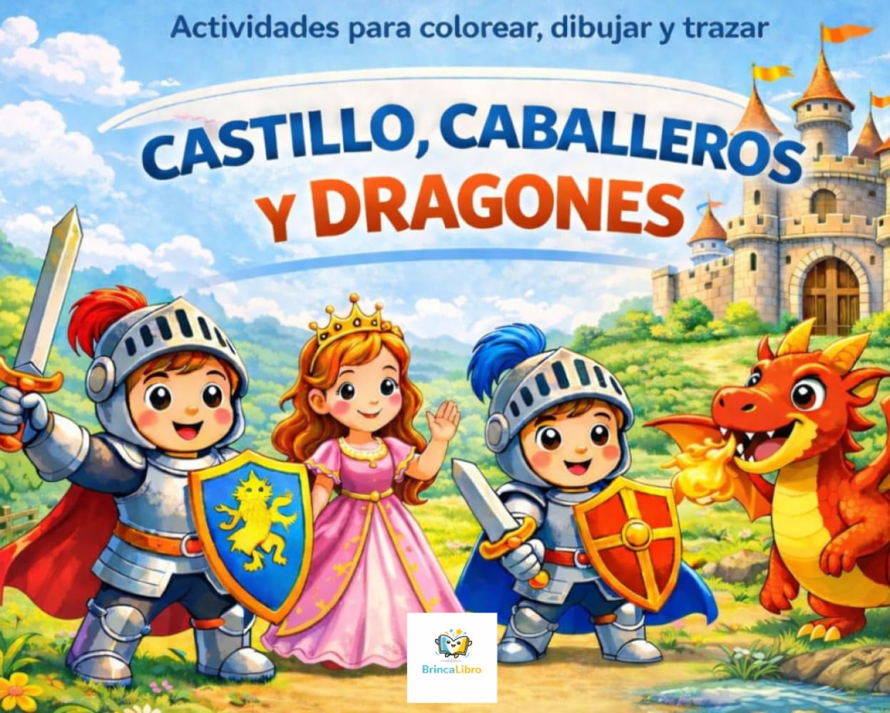 Castillo, caballeros y dragones: Actividades para colorear, dibujar y trazar (Libros para crear, colorear y trazar)