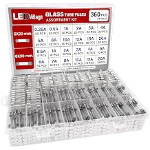 360pcs Ledvillage Glass Tube Fuse Assorted Kit 250V, 5x20mm 0.25A 0.5A 1A 2A 3A 4A 5A 8A 10A 12A 15A 20A, 6x30mm 0.5A 1A 2A 3A 5A 6A 7A 8A 10A 15A 20A Ideal for Electronics, DIY Projects