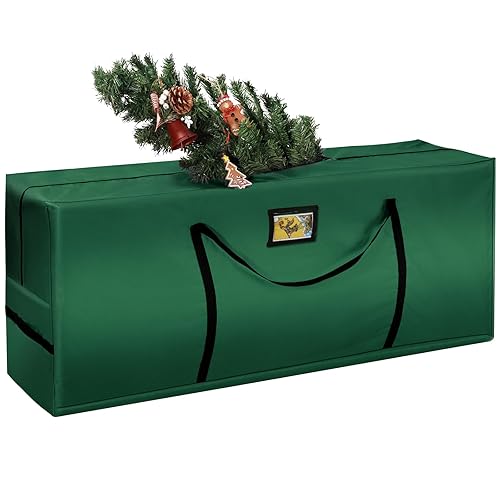 Christmas Tree Storage Bag 7.5 FT - Large Christmas Tree Storage, Heavy Duty 600D Oxford Fabric with Dual Zippers Wide Opening, Waterproof Material, Green