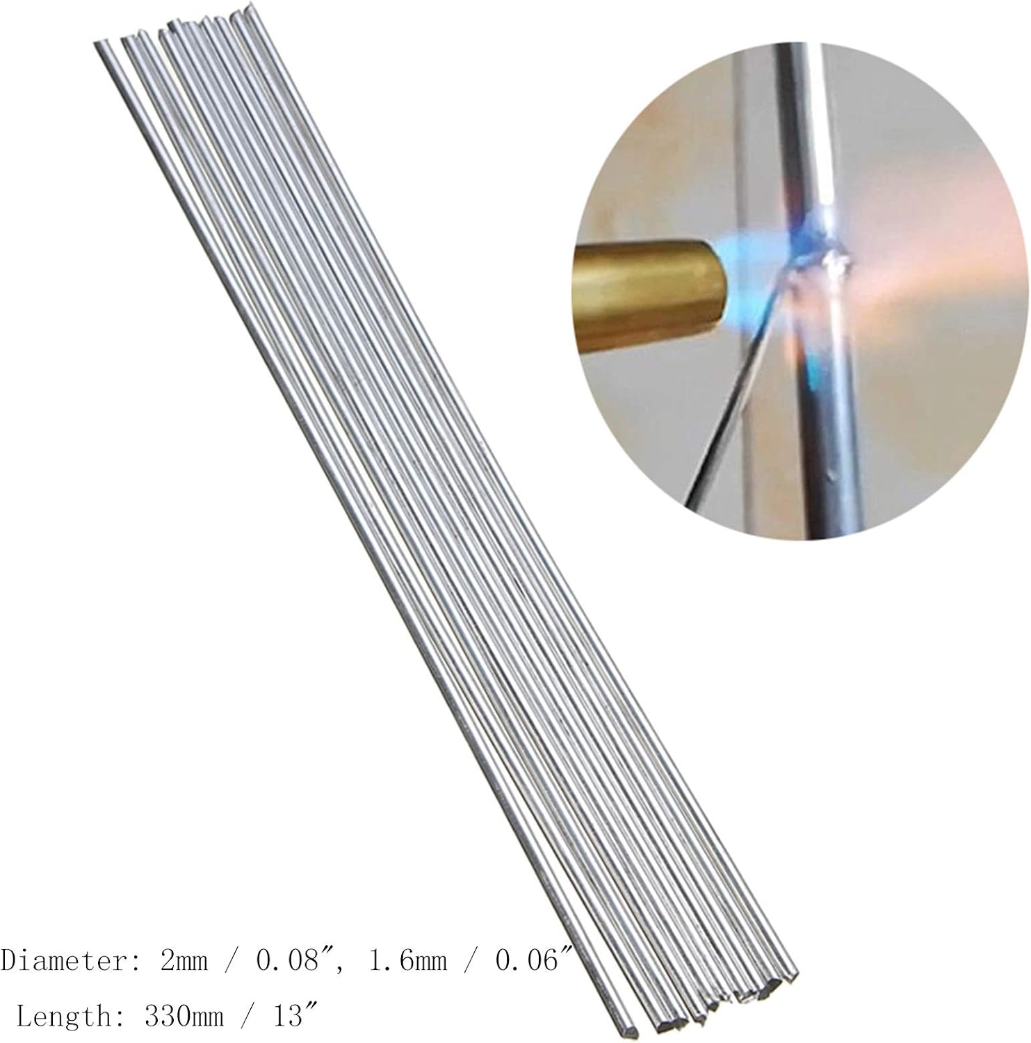 Fusible Flux Cored Aluminum Electrodes for Aluminum Welding with Brazing Wire Without Solder Powder at Low Temperature. (Color : 2.0MM-5 PCS)