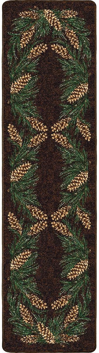 BLACK FOREST DECOR Pinecone Wreath Rug - 5 x 8, Nylon, Stain Resistant, Indoor Area Rug, 5' x 8'