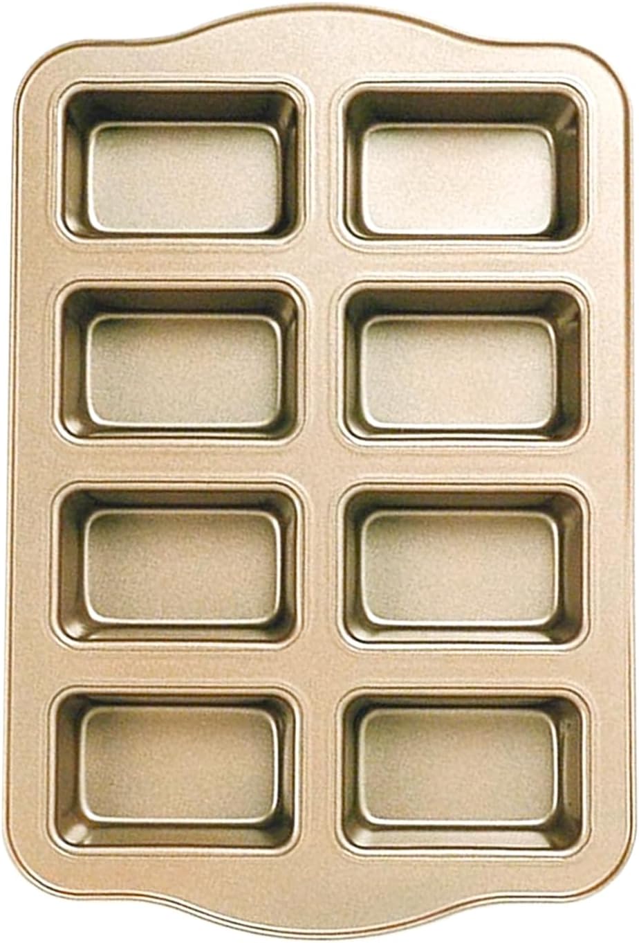 Mini Loaf Pan, 8-Cavity Non-Stick Carbon Steel Brownie Bakeware for Oven Baking Gold-Square
