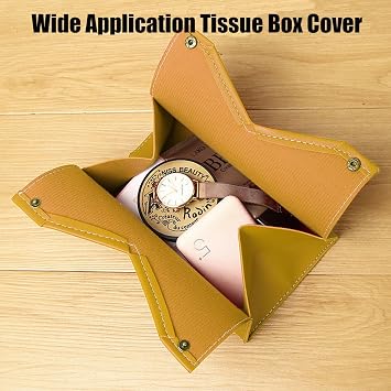 Rectangular PU Leather Tissue Box Cover, Modern Decorative Faux Tissue Container, Blue