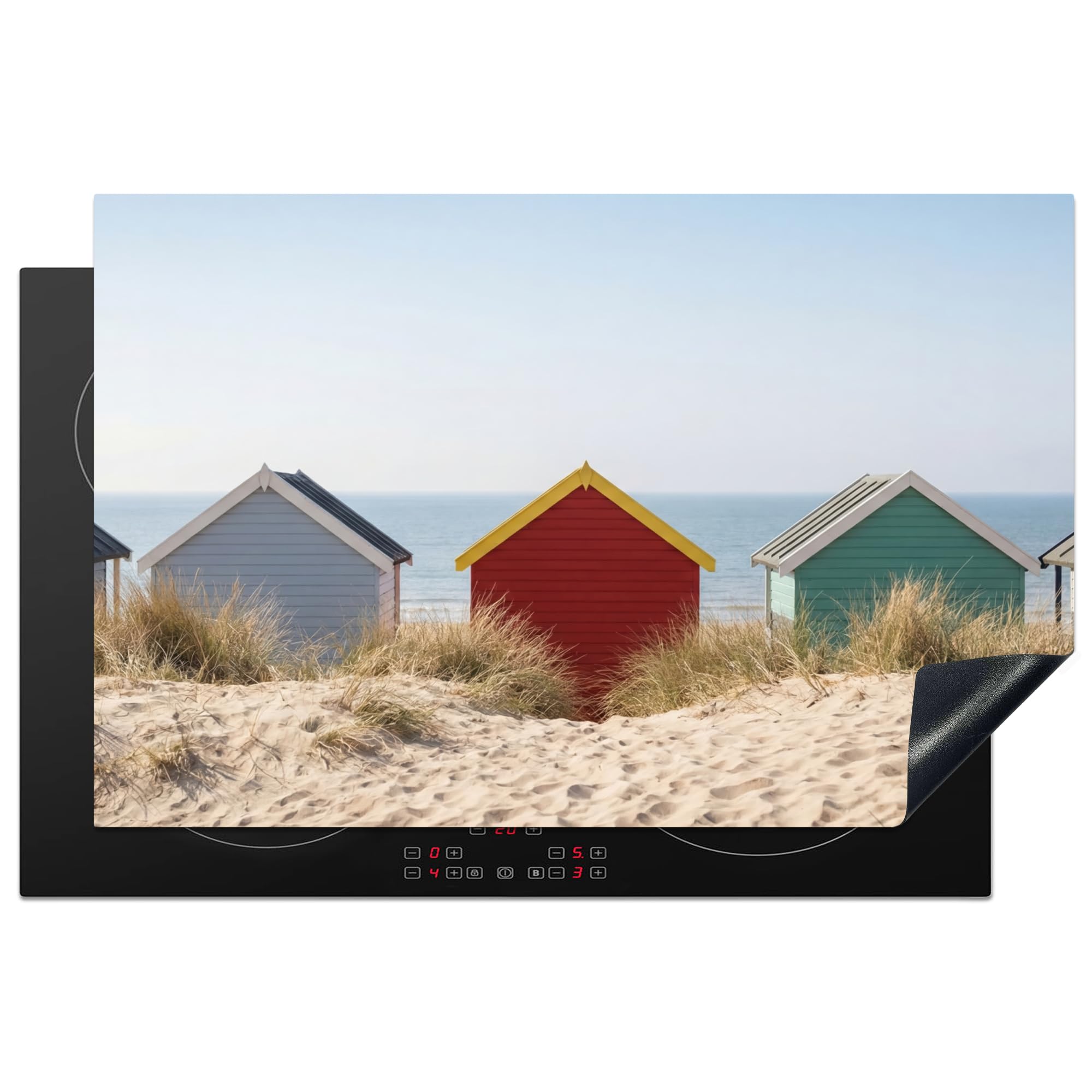 KitchenYeah© Induction Hob Protector Mat 20.8"x32.1" / 81.6x52.7 cm Cooker Top Protectors Cover Ceramic Covers Electric Hobs Vinyl Beach - Cottages - Colorful - Dunes