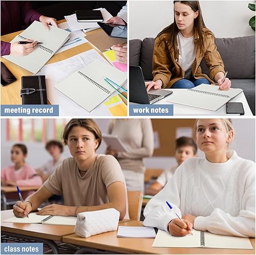 Miniatura 6 de Fuutreo Paquete de 6 cuadernos en espiral B5 de 10.5 x 7.45 pulgadas, diario a rayas universitarias con cubierta de papel kraft, 70 hojas (140