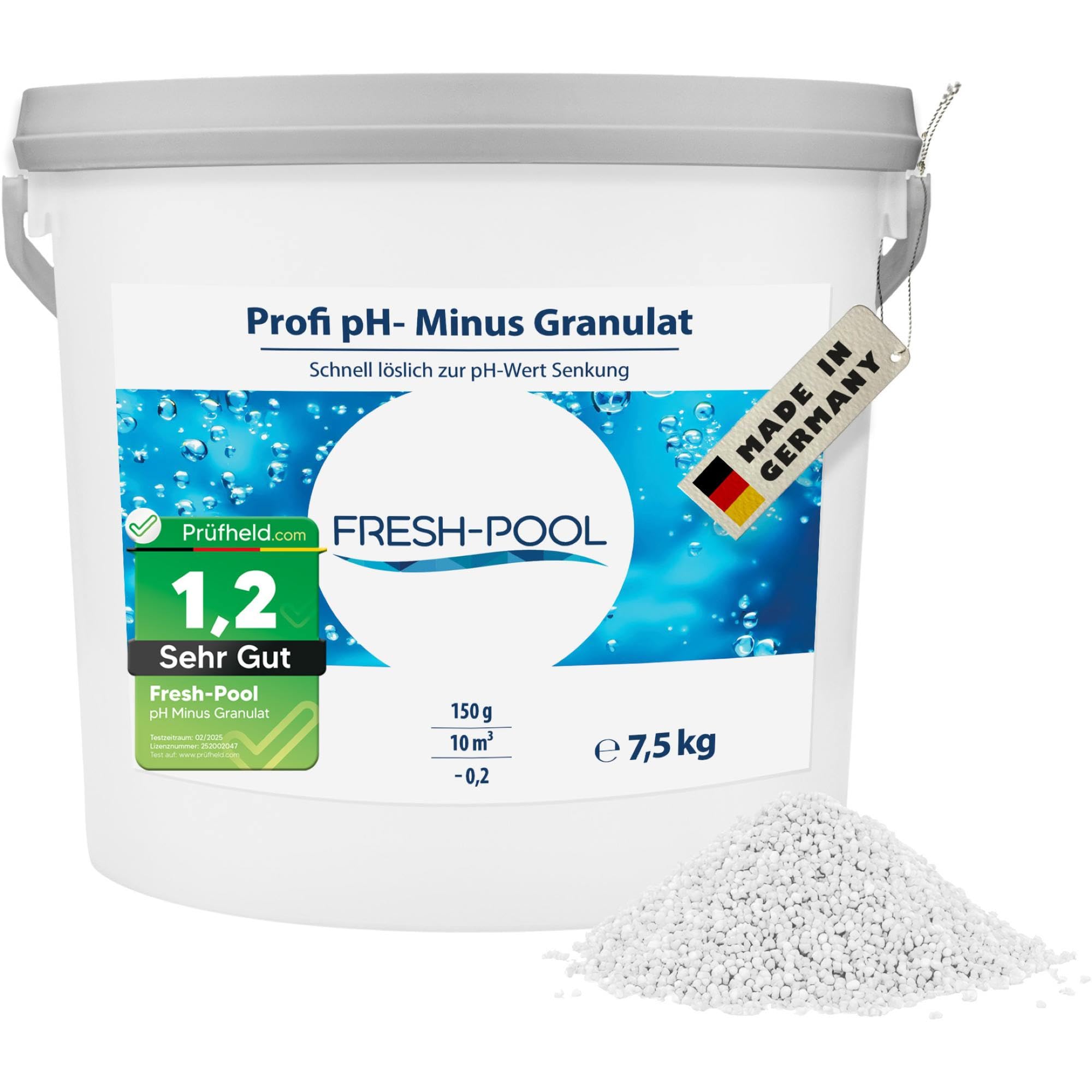 Fresh-Pool Profi pH- Minus Granulat 7,5 kg - ph-Minus für Pool | ph Senker Pool Granulat | ph Minus Pool | ph Senker Pool | Pool ph Minus