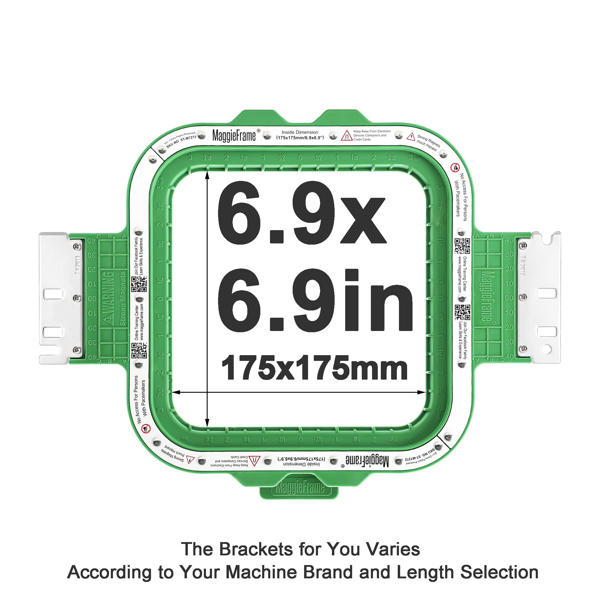 Brewland Bastidor de bordado magnético 175x175mm para BAI V22 V22-2 M22 | Compatible con BAI KESI 1204/1504, KESI 1206/1506; 6.9x6.9inch