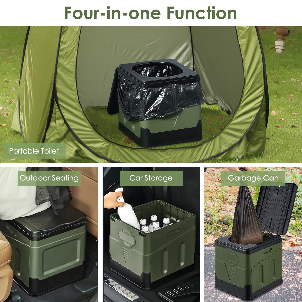 Toilette Portatile, WC Portatile per Campeggio, 20L Toilette Mobile con 12 Sacchetti Igienici Biologici, Toilette Stabile con una Capacità di Carico Max 150kg, Toilette Mobile Pieghevole per Auto