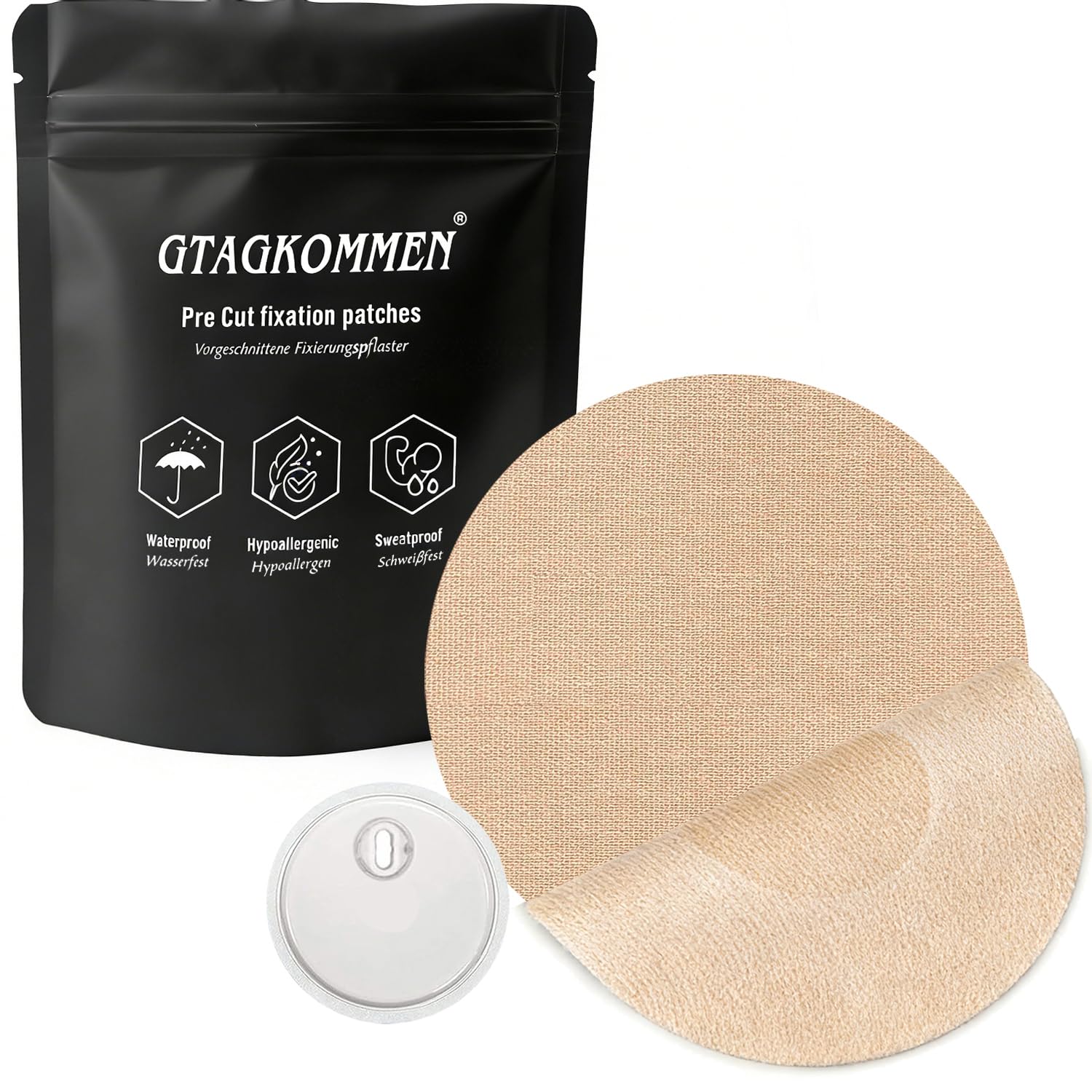 40Pack Freestyle Bandage for Libre 3 Sensor Covers Waterproof 14 Days Overpatch Tape CGM Adhesive Patches Without Hole, No Glue or Holes in The Center,Beige