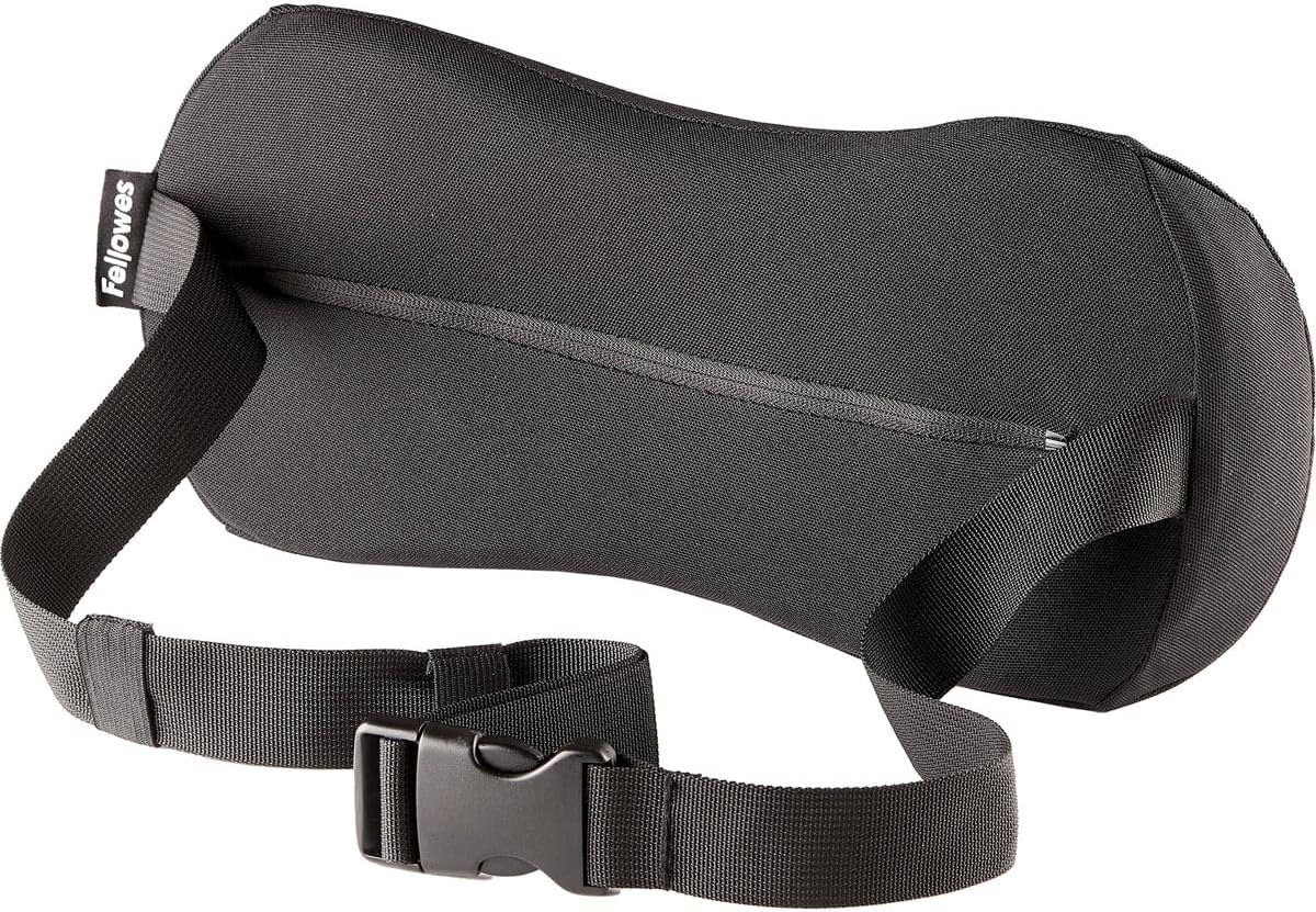 Fellowes Breyta Lumbar Cushion – Ergonomic Back Support, Adjustable Strap, Compact and Portable, Eco-Friendly Materials, 5 Year Warranty, Ideal for Office and Home